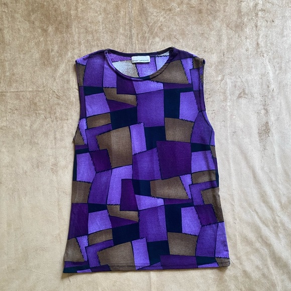 Tops - 💜🖤 VINTAGE PURPLE PATTERN COLOR BLOCK TANK 🖤💜